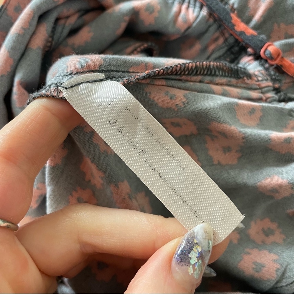 Anthropologie Lilka Curieuse Orange Gray Floral Pockets Pull On Jumpsuit Sz XSP - Picture 7 of 9